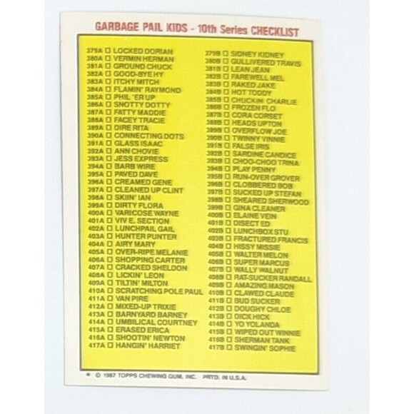 Vintage Garbage Pail Kids 384a Flamin' Raymond ERROR! 1987 Card White Square On - Picture 3 of 3